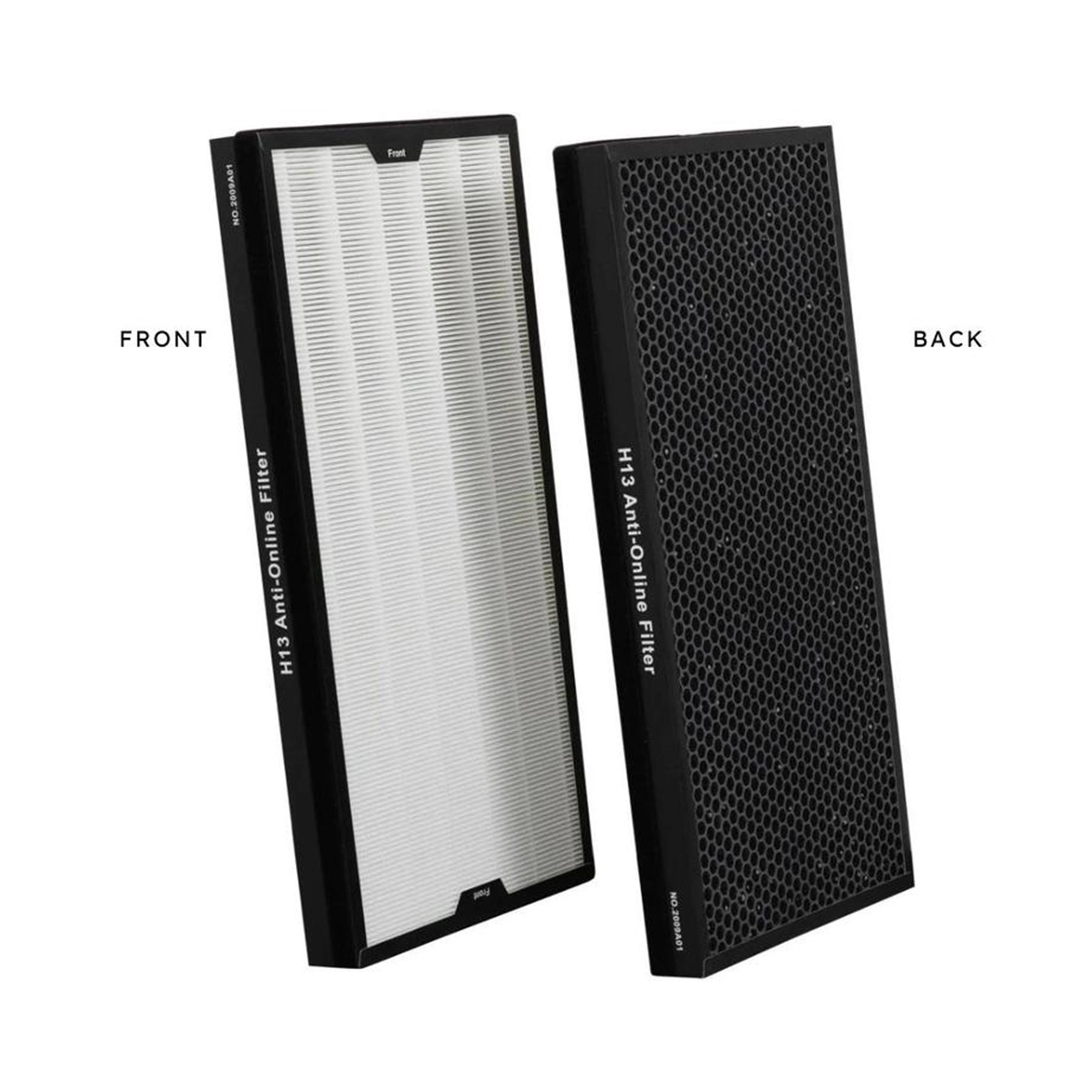 Thorair H13 Anti-Oil Line Filter for Air Scrubber showing front white filter and back black honeycomb design Thorair H13 Anti-Oil Line Filter for Air Scrubber showing front white filter and back black honeycomb design